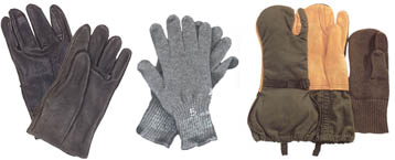 Gloves, Mittens, Scarves and Hand Warmers Keep your hands warm! Choose from D-3A's, Wool Glove Liners, USGI Gloves, and Thinsulate Gloves. 